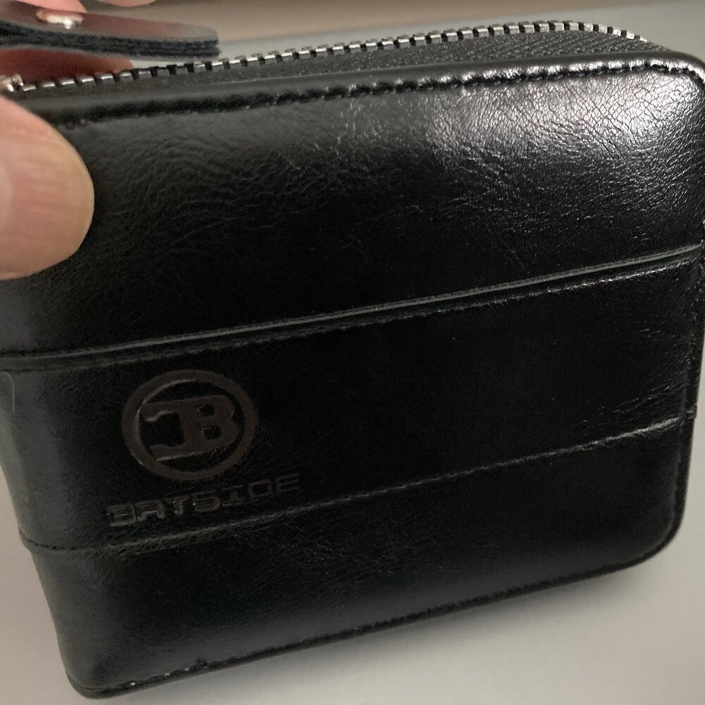 men's horizontal wallet zippered black pu leather new
